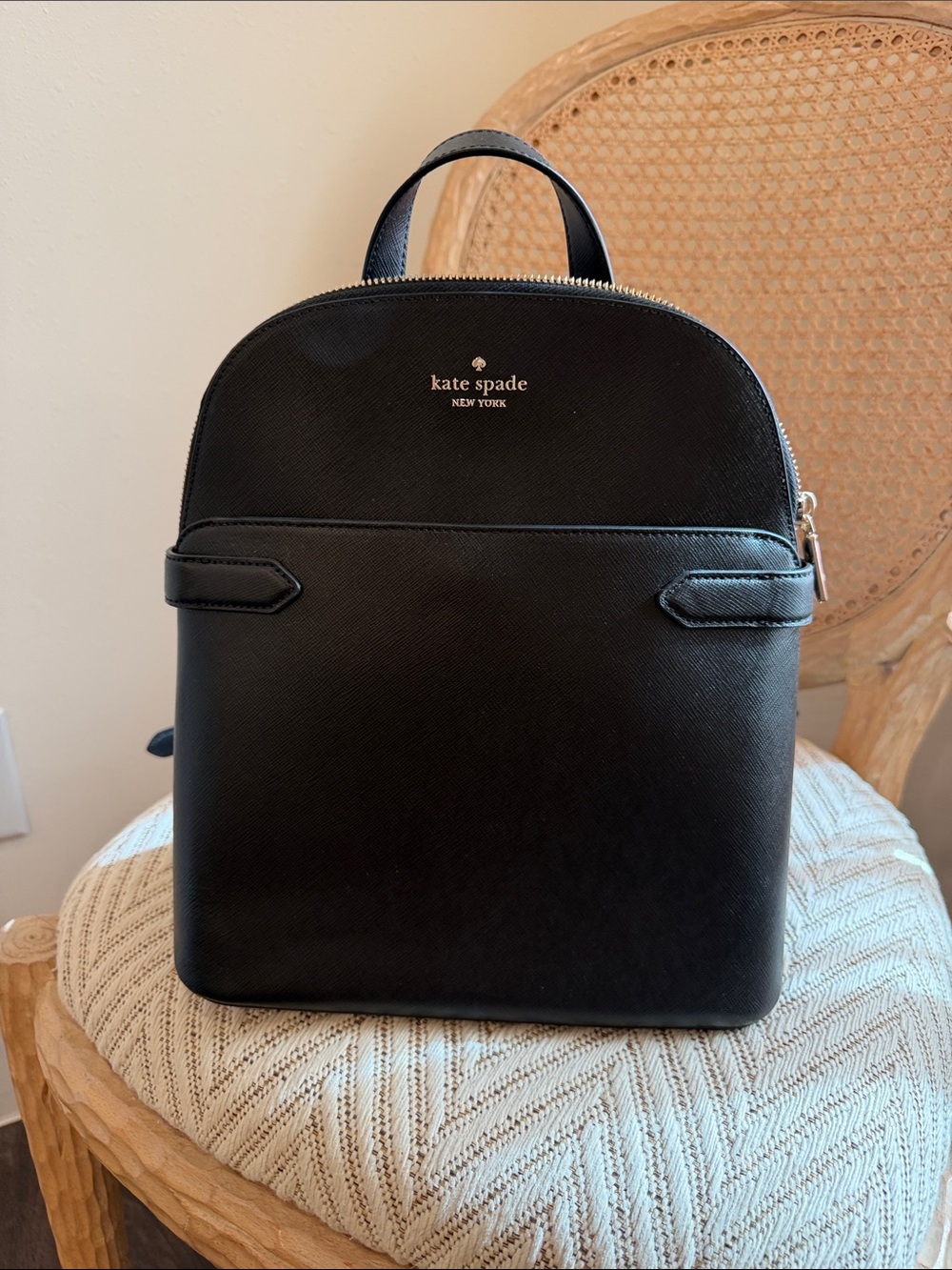 kate spade New York Black Saffiano Leather Mini Backpack